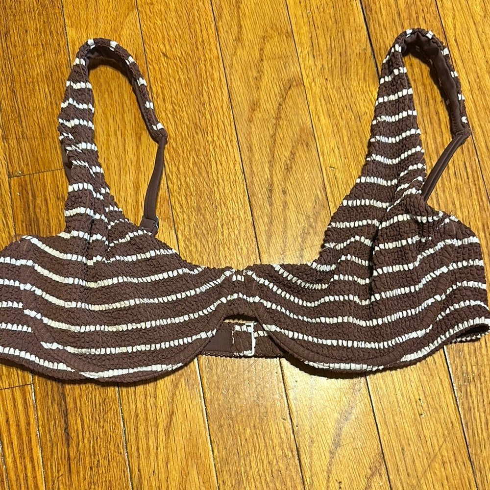 Abercrombie Striped Brown and White bikini top